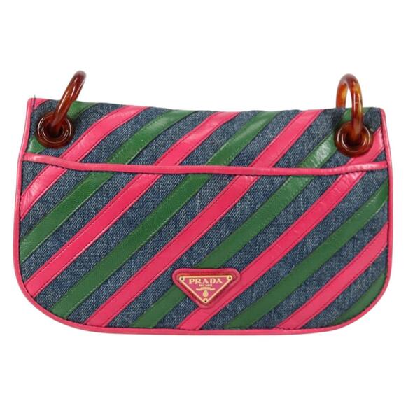 PRADA Shoulder Bag Denim Blue - Picture 2 of 9